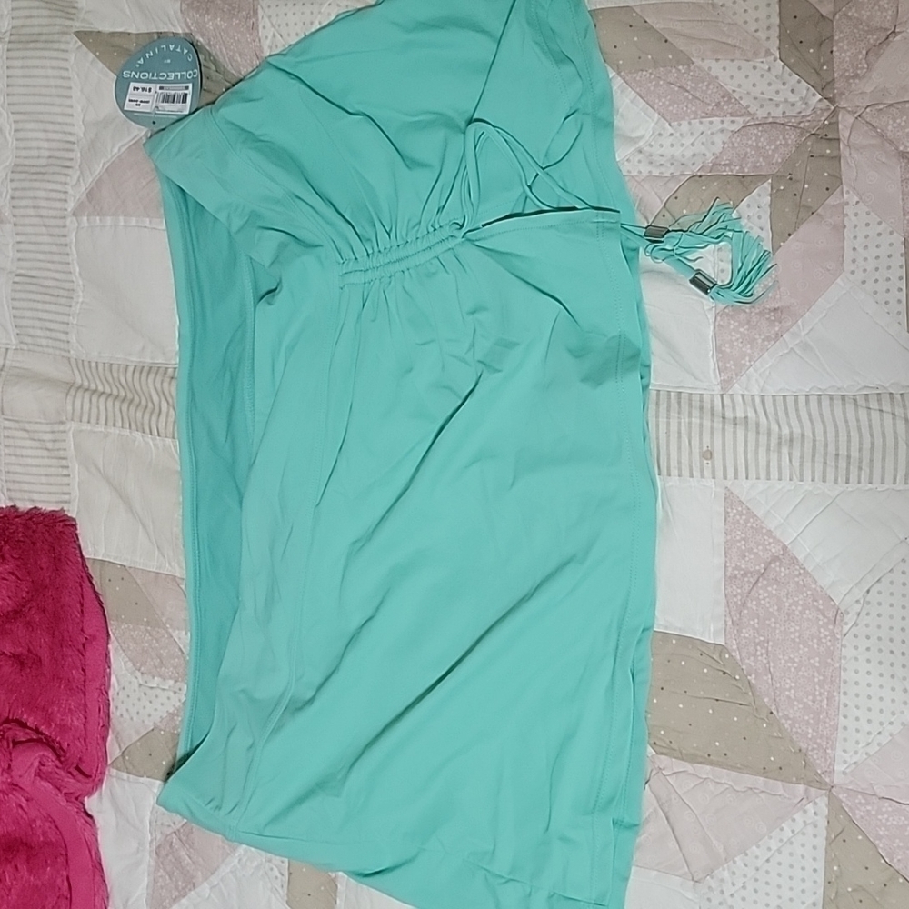 Collections by Catalina Womenās Swim Skirt Bikini Bottom in Aqua - 3X (22W-24W).